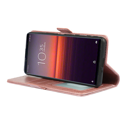 RFID Blocking Anti-fall Flip Phone Case Magnetic Closure Wallet Phone Cover with Strap and Supporting Stand for Sony Xperia 5 II