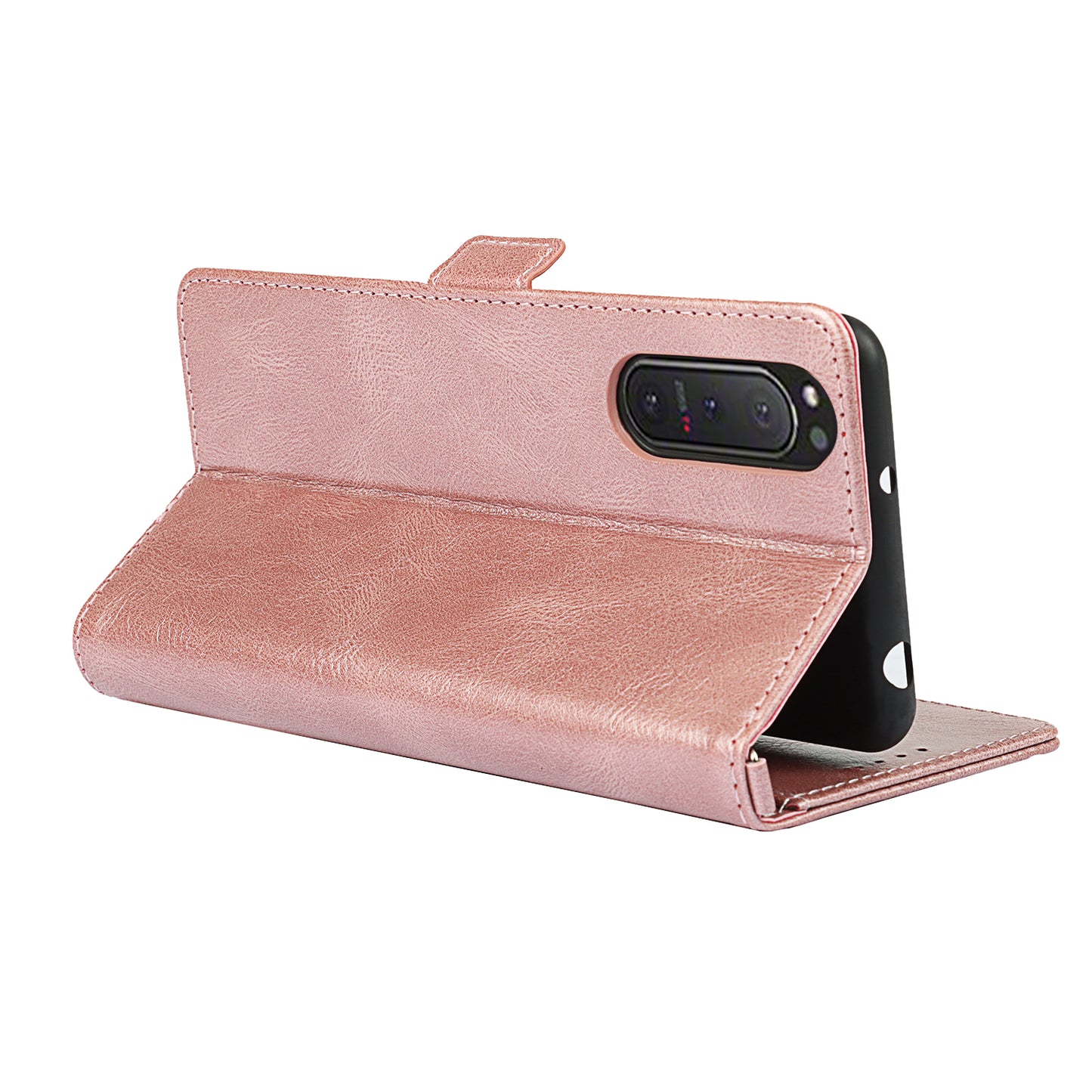 RFID Blocking Anti-fall Flip Phone Case Magnetic Closure Wallet Phone Cover with Strap and Supporting Stand for Sony Xperia 5 II