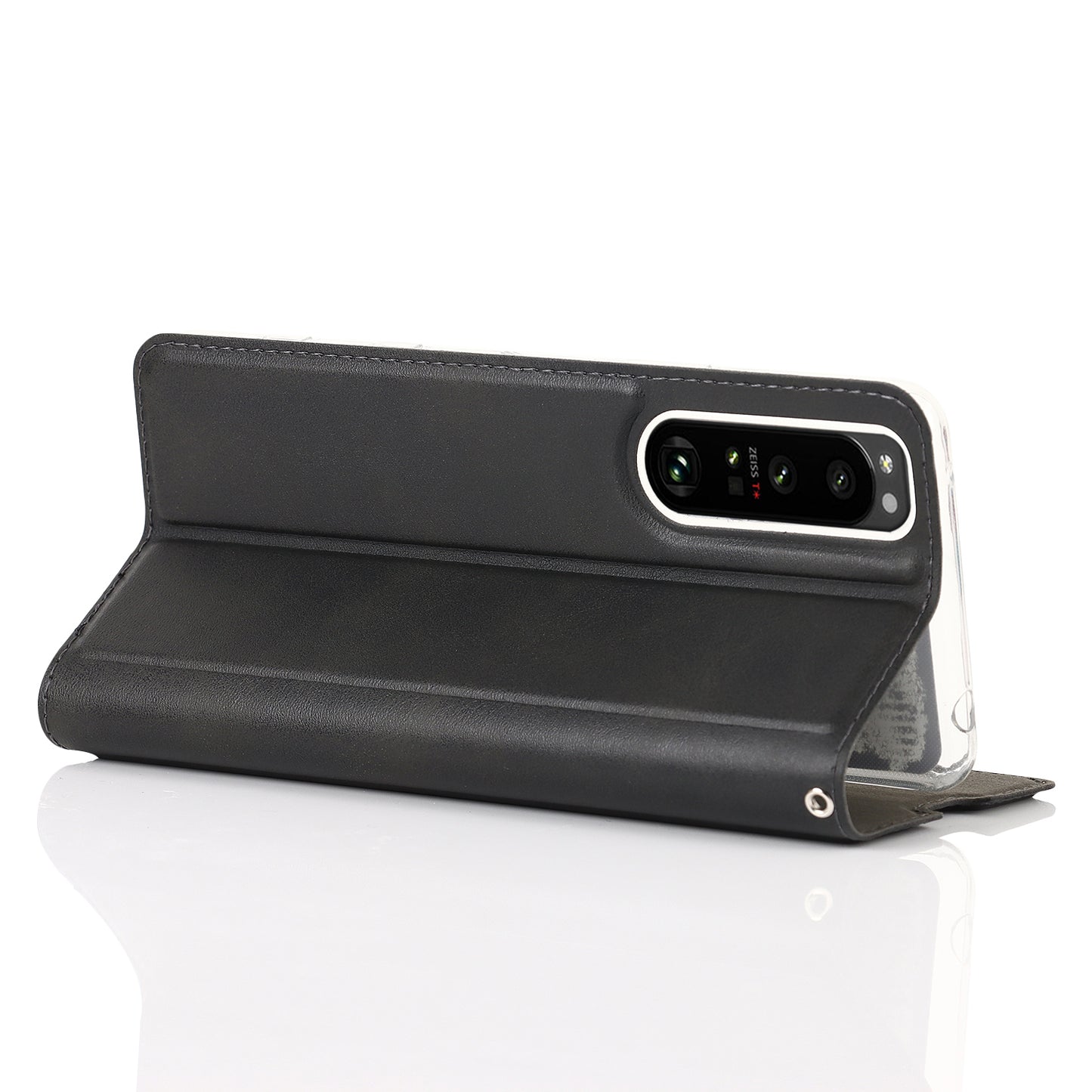 Wrist Strap Textured PU Leather Card Holder Drop-proof Phone Cover Stand Phone Shell for Sony Xperia 5 III 5G