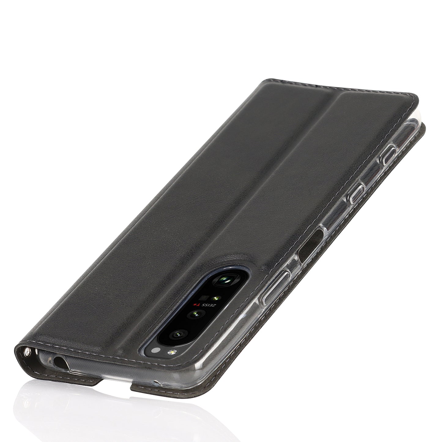 Wrist Strap Textured PU Leather Card Holder Drop-proof Phone Cover Stand Phone Shell for Sony Xperia 5 III 5G