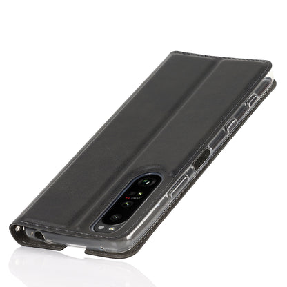 Wrist Strap Textured PU Leather Card Holder Drop-proof Phone Cover Stand Phone Shell for Sony Xperia 5 III 5G