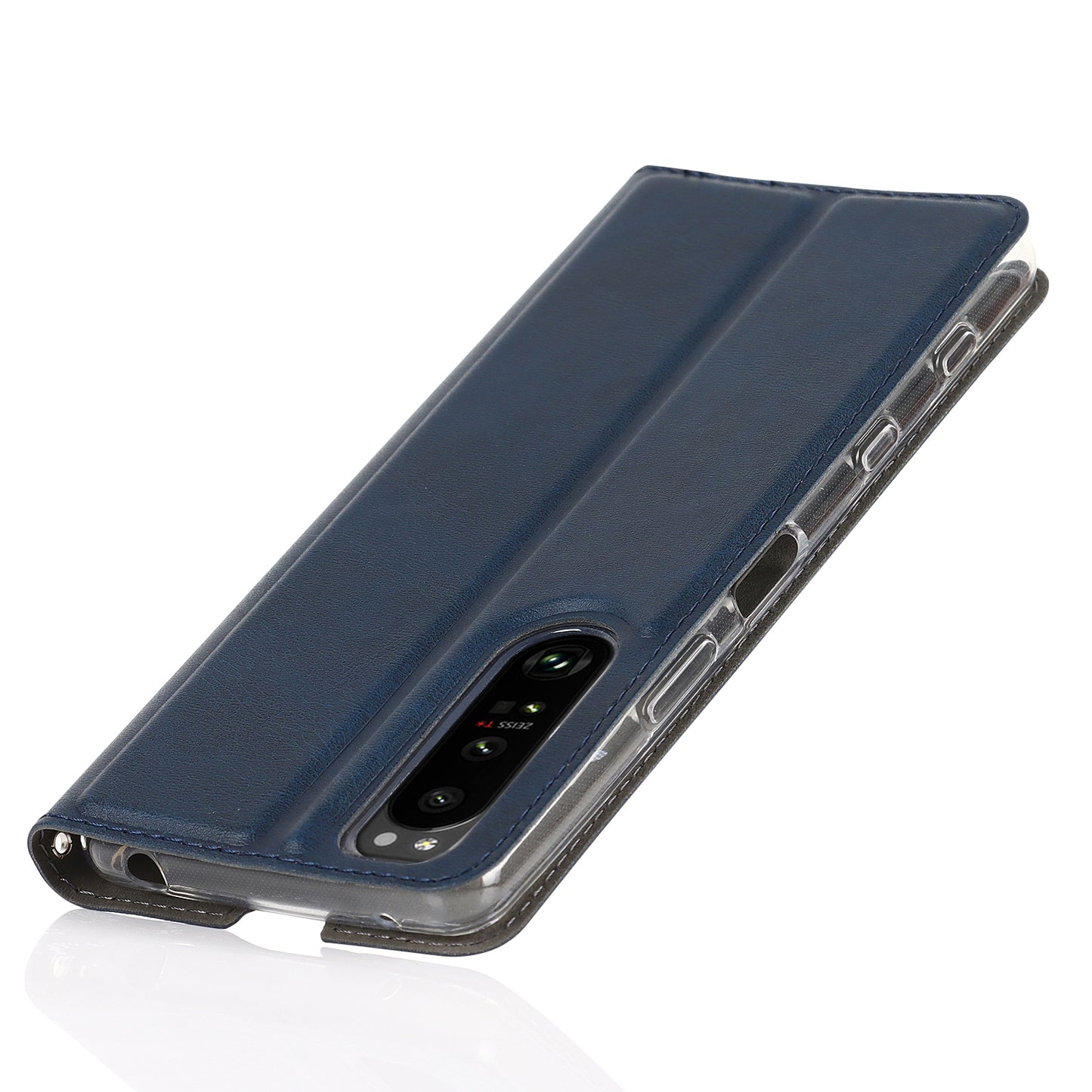 Wrist Strap Textured PU Leather Card Holder Drop-proof Phone Cover Stand Phone Shell for Sony Xperia 5 III 5G