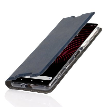 Wrist Strap Textured PU Leather Card Holder Drop-proof Phone Cover Stand Phone Shell for Sony Xperia 5 III 5G