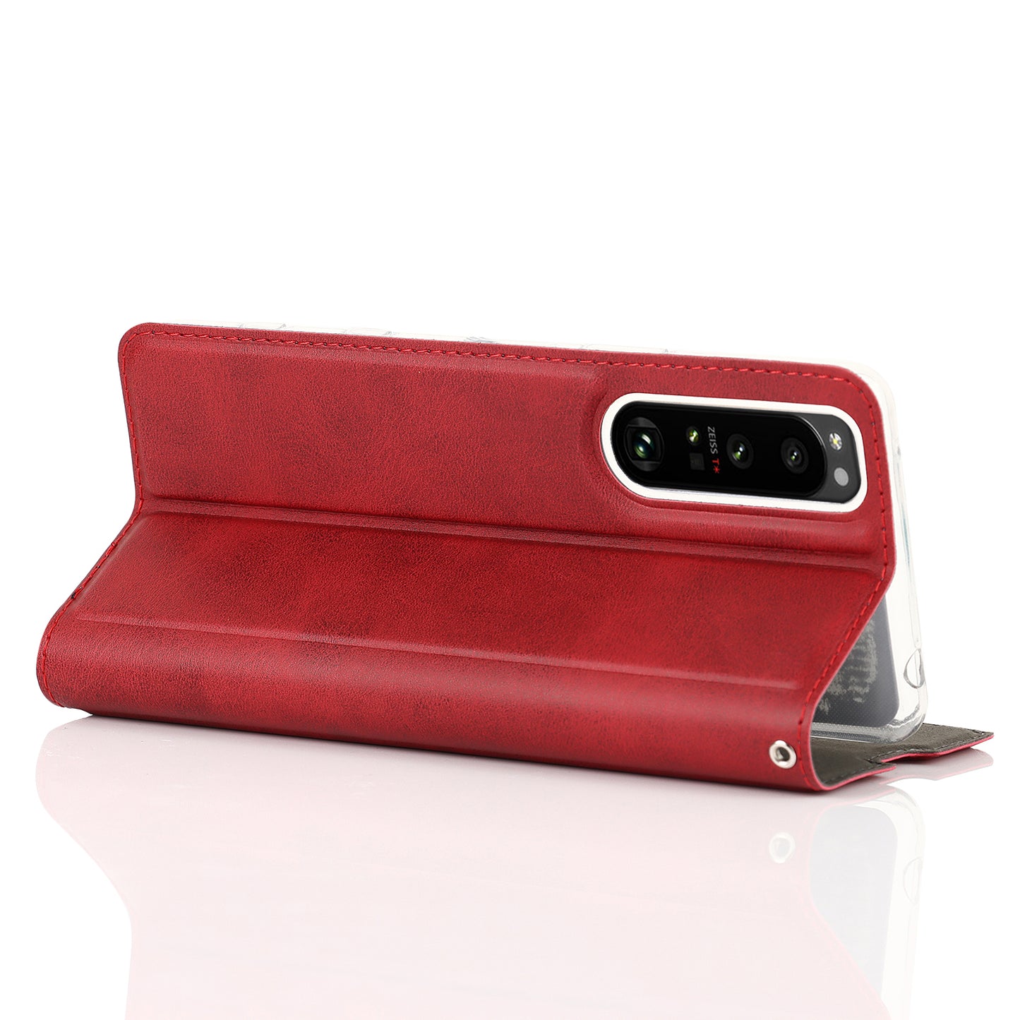 Wrist Strap Textured PU Leather Card Holder Drop-proof Phone Cover Stand Phone Shell for Sony Xperia 5 III 5G