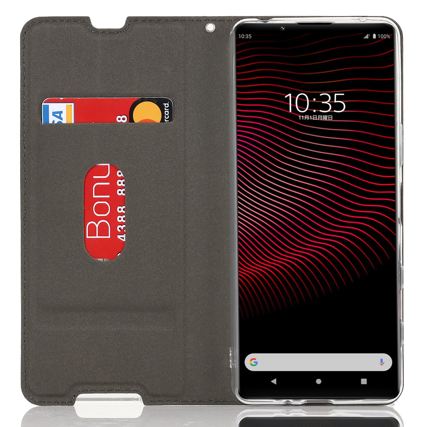 Wrist Strap Textured PU Leather Card Holder Drop-proof Phone Cover Stand Phone Shell for Sony Xperia 5 III 5G