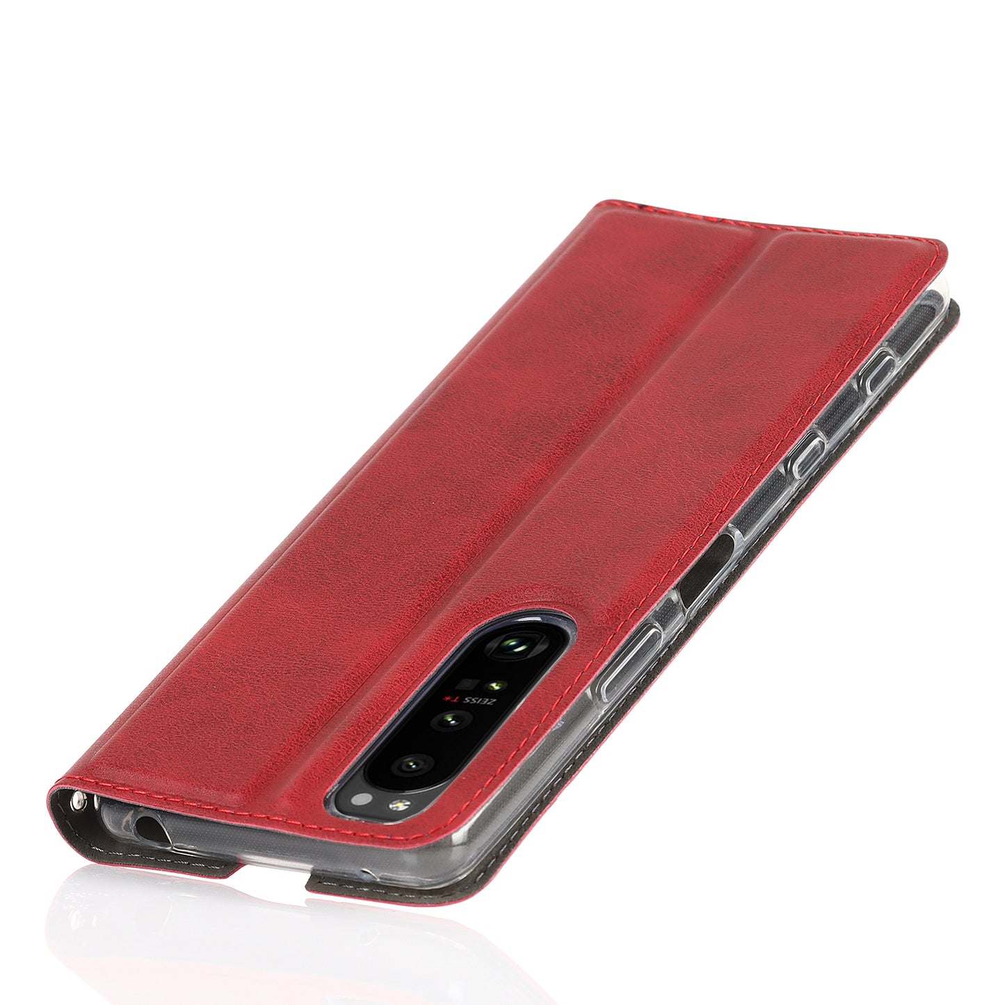Wrist Strap Textured PU Leather Card Holder Drop-proof Phone Cover Stand Phone Shell for Sony Xperia 5 III 5G