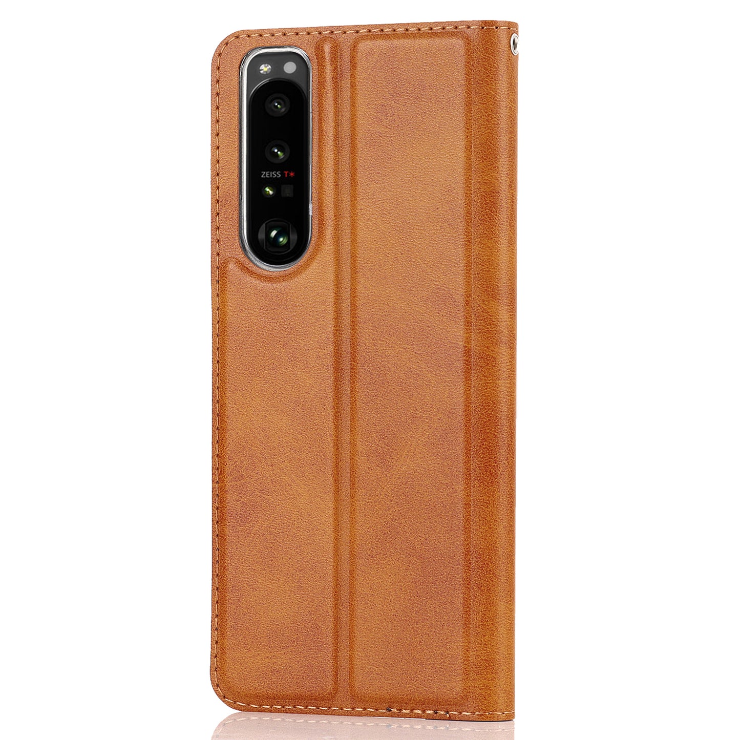 Wrist Strap Textured PU Leather Card Holder Drop-proof Phone Cover Stand Phone Shell for Sony Xperia 5 III 5G