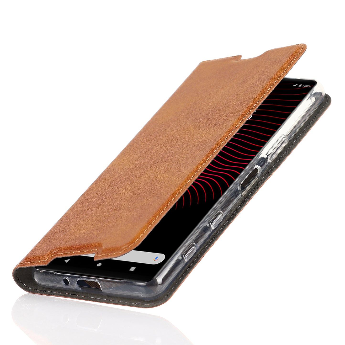 Wrist Strap Textured PU Leather Card Holder Drop-proof Phone Cover Stand Phone Shell for Sony Xperia 5 III 5G