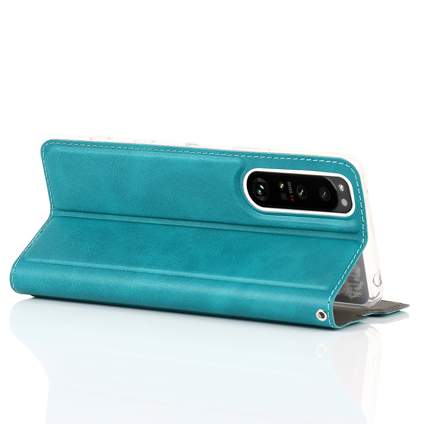 Wrist Strap Textured PU Leather Card Holder Drop-proof Phone Cover Stand Phone Shell for Sony Xperia 5 III 5G