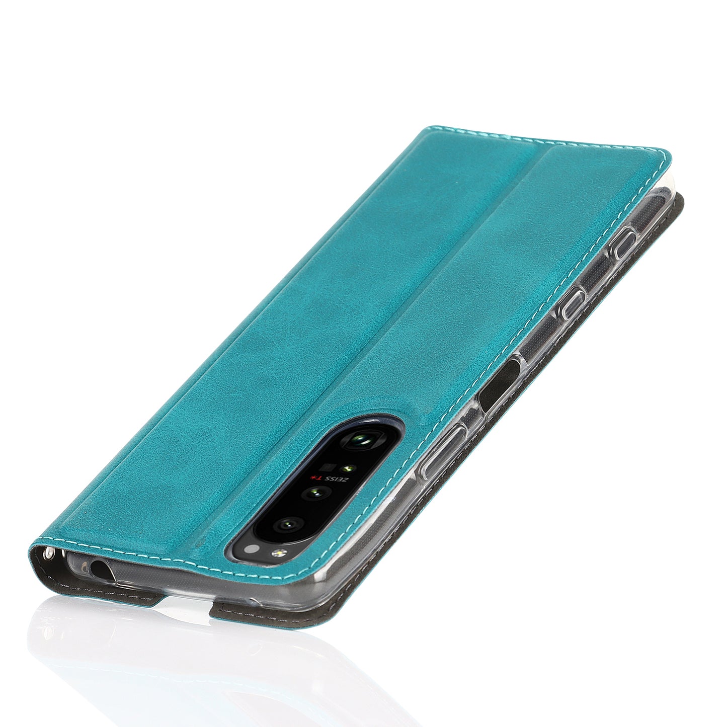 Wrist Strap Textured PU Leather Card Holder Drop-proof Phone Cover Stand Phone Shell for Sony Xperia 5 III 5G