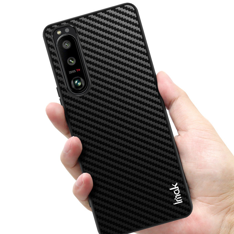 IMAK LX-5 Series Scratch-resistant PU Leather Coated PC + TPU Cover Phone Case with Screen Protector for Sony Xperia 5 III 5G