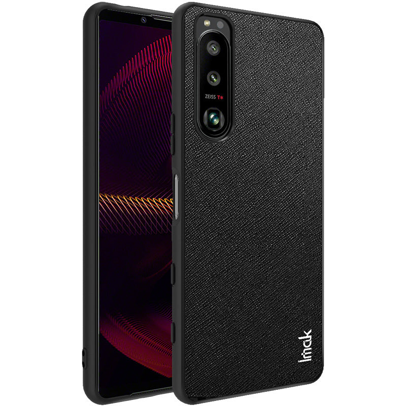 IMAK LX-5 Series Scratch-resistant PU Leather Coated PC + TPU Cover Phone Case with Screen Protector for Sony Xperia 5 III 5G