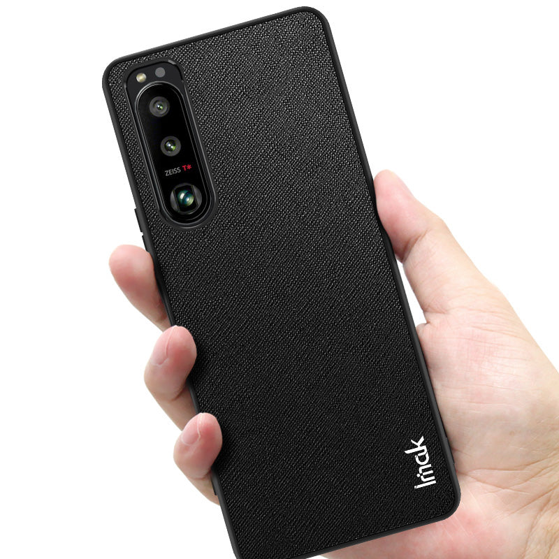 IMAK LX-5 Series Scratch-resistant PU Leather Coated PC + TPU Cover Phone Case with Screen Protector for Sony Xperia 5 III 5G