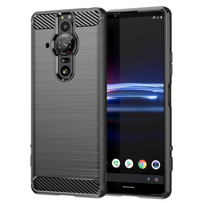 1.8mm Flexible TPU Anti-Scratch Carbon Fiber Brushed Protective Case Cover for Sony Xperia Pro-I