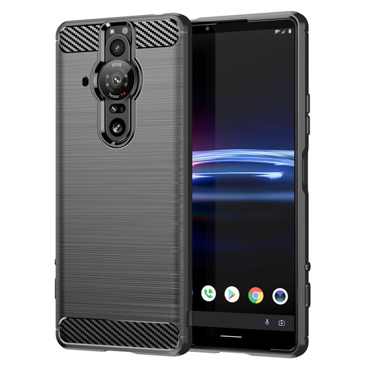 1.8mm Flexible TPU Anti-Scratch Carbon Fiber Brushed Protective Case Cover for Sony Xperia Pro-I