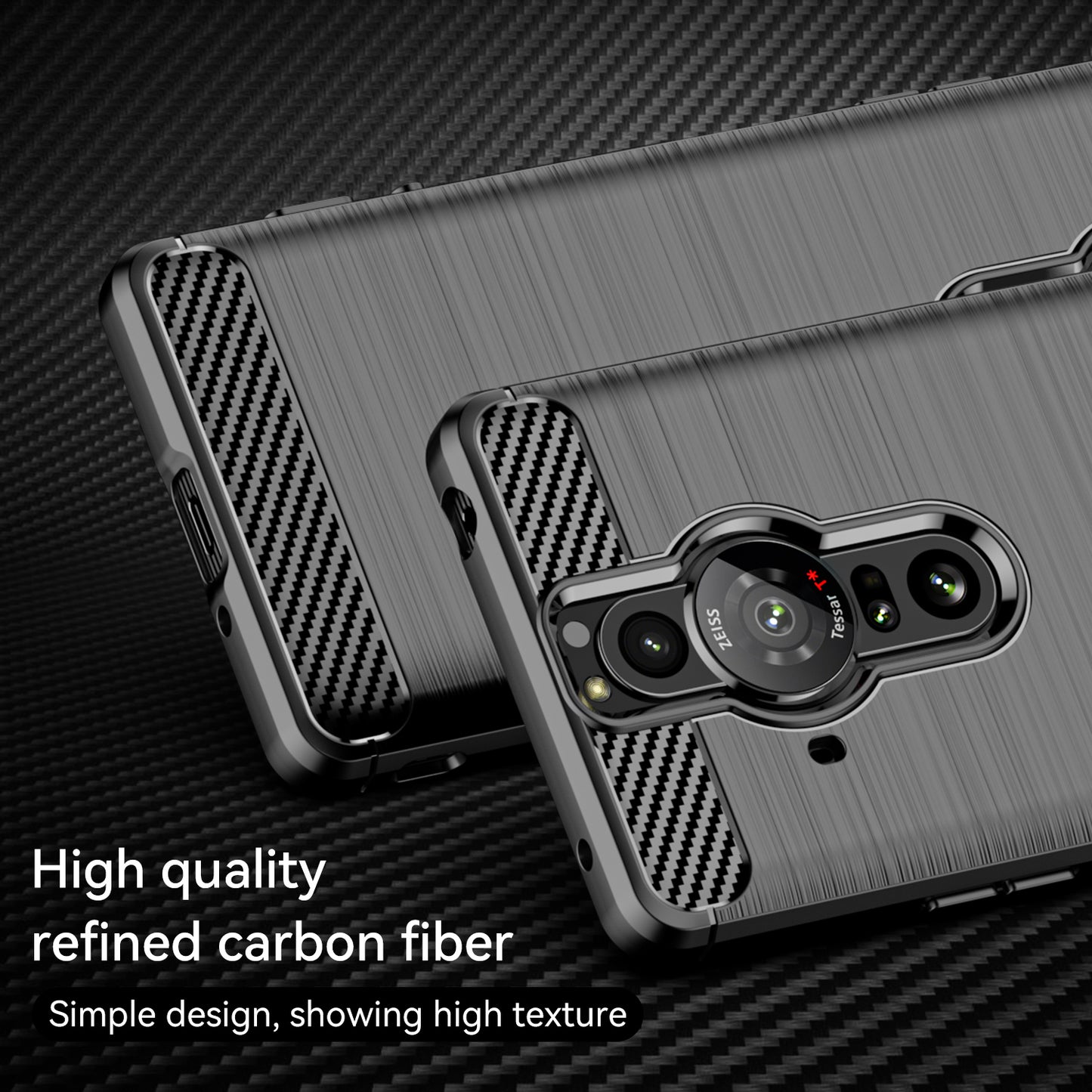 1.8mm Flexible TPU Anti-Scratch Carbon Fiber Brushed Protective Case Cover for Sony Xperia Pro-I