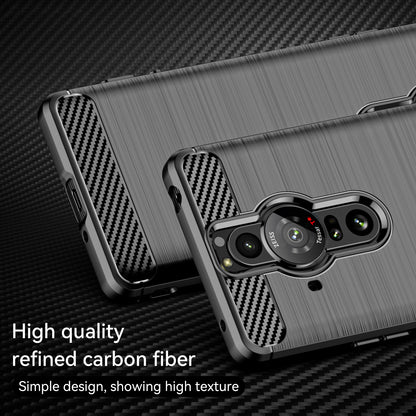 1.8mm Flexible TPU Anti-Scratch Carbon Fiber Brushed Protective Case Cover for Sony Xperia Pro-I