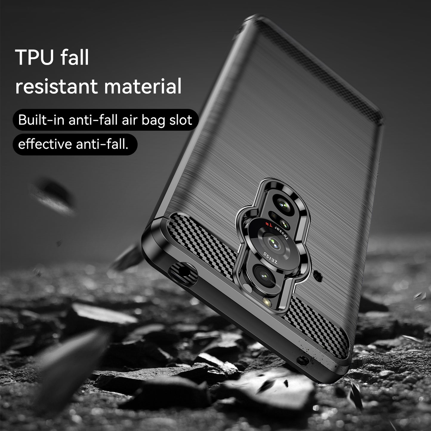 1.8mm Flexible TPU Anti-Scratch Carbon Fiber Brushed Protective Case Cover for Sony Xperia Pro-I