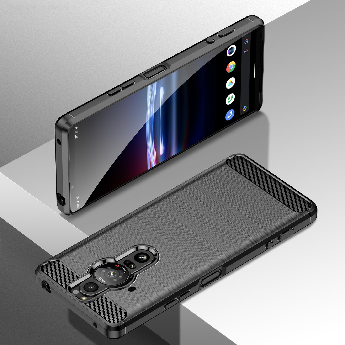 1.8mm Flexible TPU Anti-Scratch Carbon Fiber Brushed Protective Case Cover for Sony Xperia Pro-I