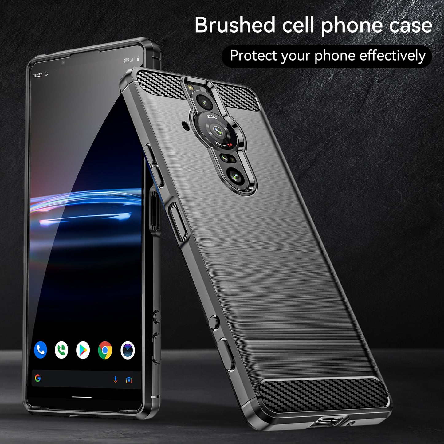 1.8mm Flexible TPU Anti-Scratch Carbon Fiber Brushed Protective Case Cover for Sony Xperia Pro-I