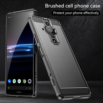 1.8mm Flexible TPU Anti-Scratch Carbon Fiber Brushed Protective Case Cover for Sony Xperia Pro-I
