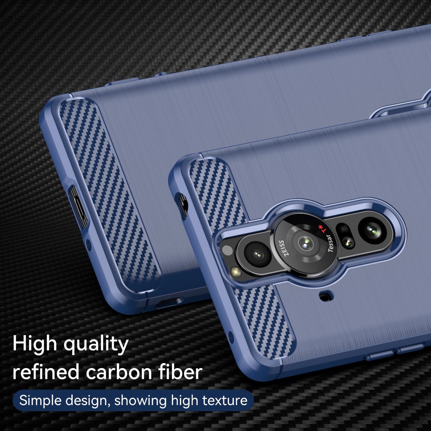 1.8mm Flexible TPU Anti-Scratch Carbon Fiber Brushed Protective Case Cover for Sony Xperia Pro-I