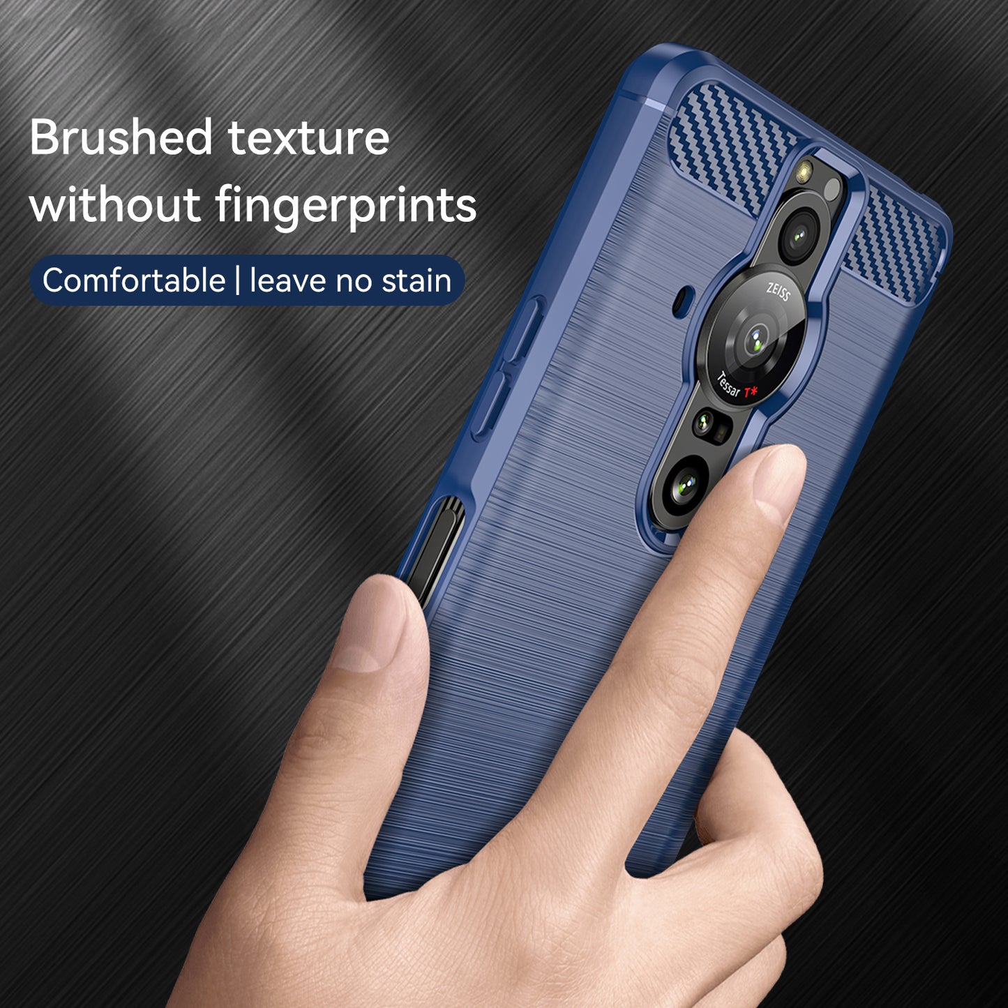 1.8mm Flexible TPU Anti-Scratch Carbon Fiber Brushed Protective Case Cover for Sony Xperia Pro-I