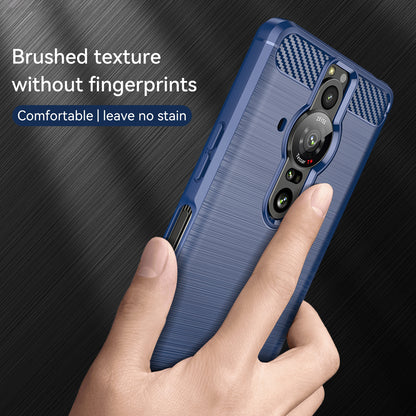 1.8mm Flexible TPU Anti-Scratch Carbon Fiber Brushed Protective Case Cover for Sony Xperia Pro-I