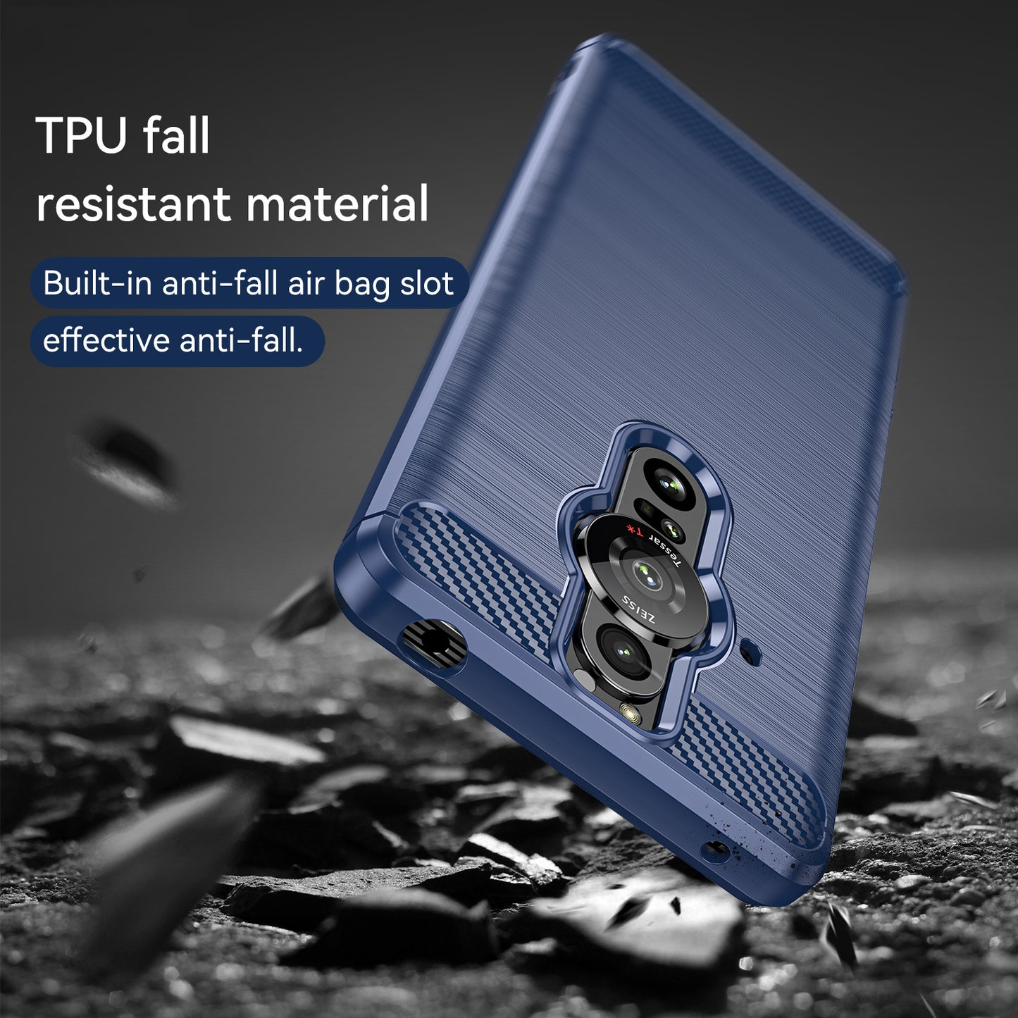 1.8mm Flexible TPU Anti-Scratch Carbon Fiber Brushed Protective Case Cover for Sony Xperia Pro-I