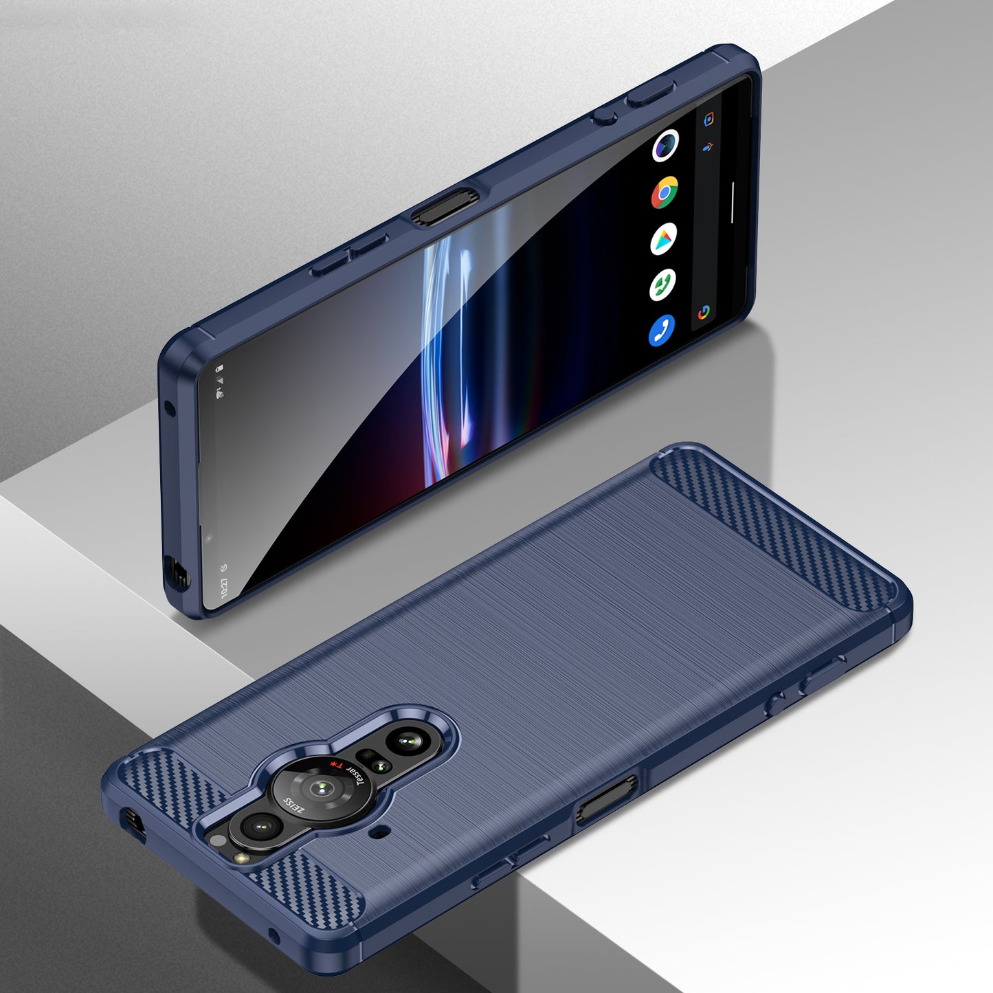 1.8mm Flexible TPU Anti-Scratch Carbon Fiber Brushed Protective Case Cover for Sony Xperia Pro-I