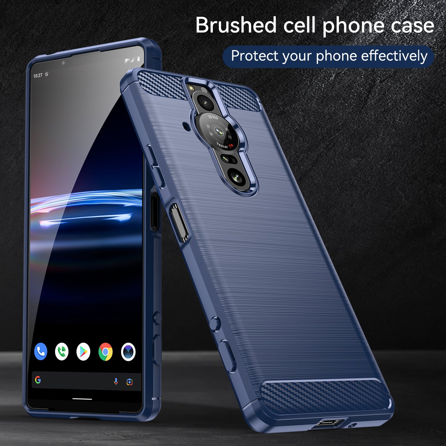 1.8mm Flexible TPU Anti-Scratch Carbon Fiber Brushed Protective Case Cover for Sony Xperia Pro-I