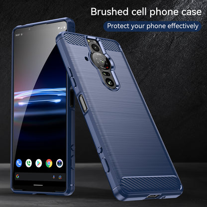 1.8mm Flexible TPU Anti-Scratch Carbon Fiber Brushed Protective Case Cover for Sony Xperia Pro-I