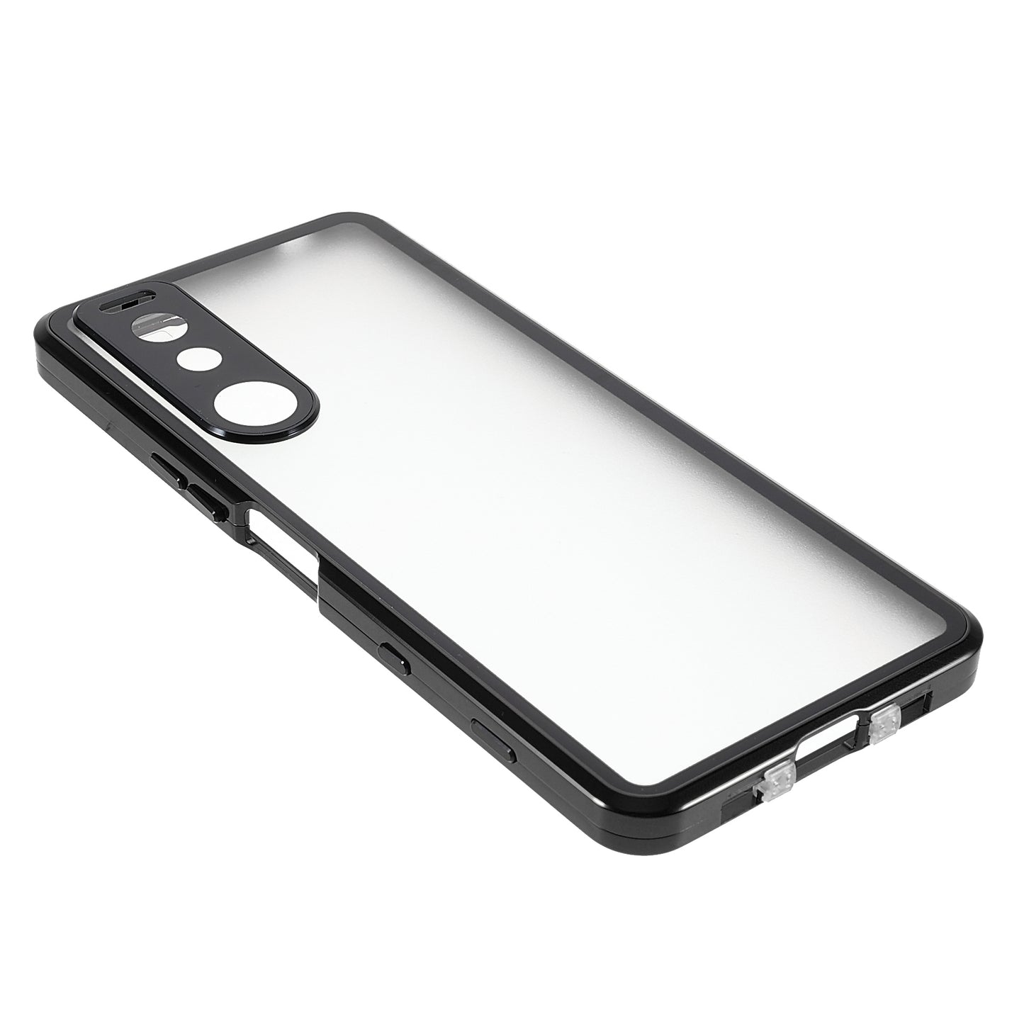 Metal Frame + Tempered Glass + PC Hybrid Cover Magnetic Closure Phone Case for Sony Xperia 5 III 5G