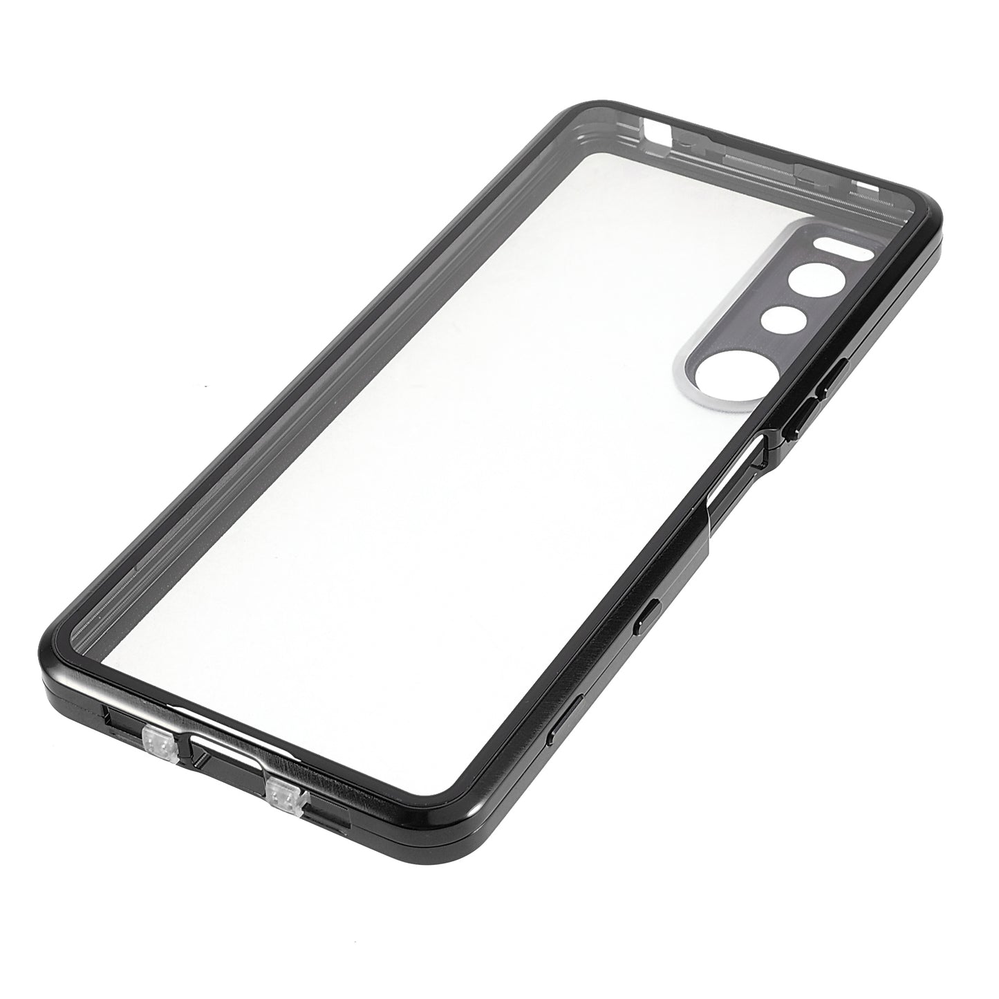 Metal Frame + Tempered Glass + PC Hybrid Cover Magnetic Closure Phone Case for Sony Xperia 5 III 5G