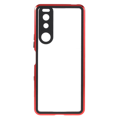 Metal Frame + Tempered Glass + PC Hybrid Cover Magnetic Closure Phone Case for Sony Xperia 5 III 5G