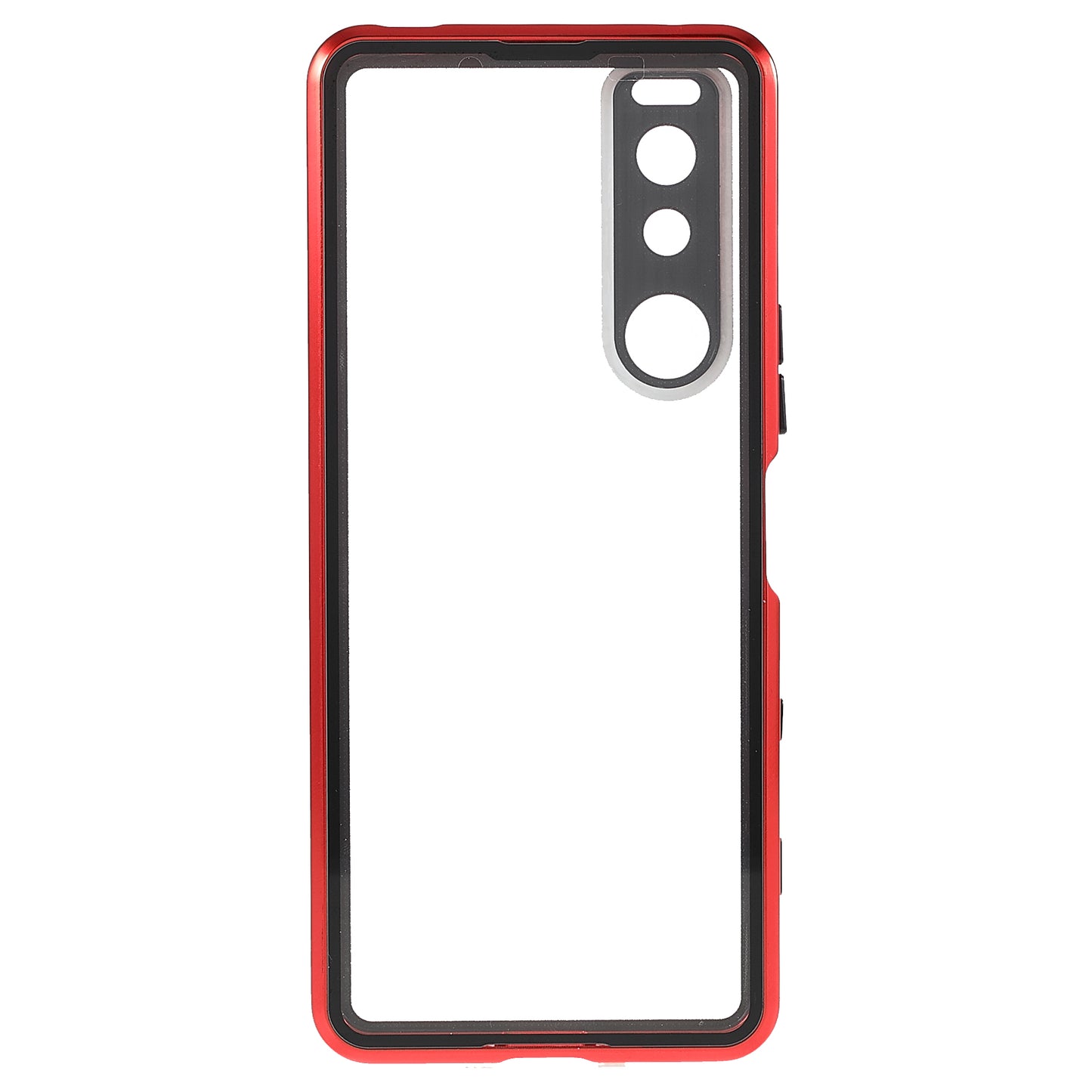 Metal Frame + Tempered Glass + PC Hybrid Cover Magnetic Closure Phone Case for Sony Xperia 5 III 5G
