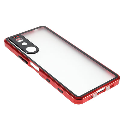 Metal Frame + Tempered Glass + PC Hybrid Cover Magnetic Closure Phone Case for Sony Xperia 5 III 5G
