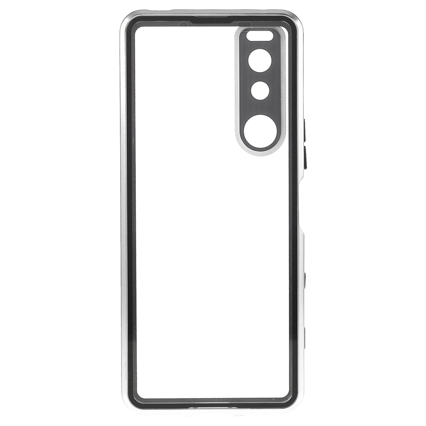 Metal Frame + Tempered Glass + PC Hybrid Cover Magnetic Closure Phone Case for Sony Xperia 5 III 5G