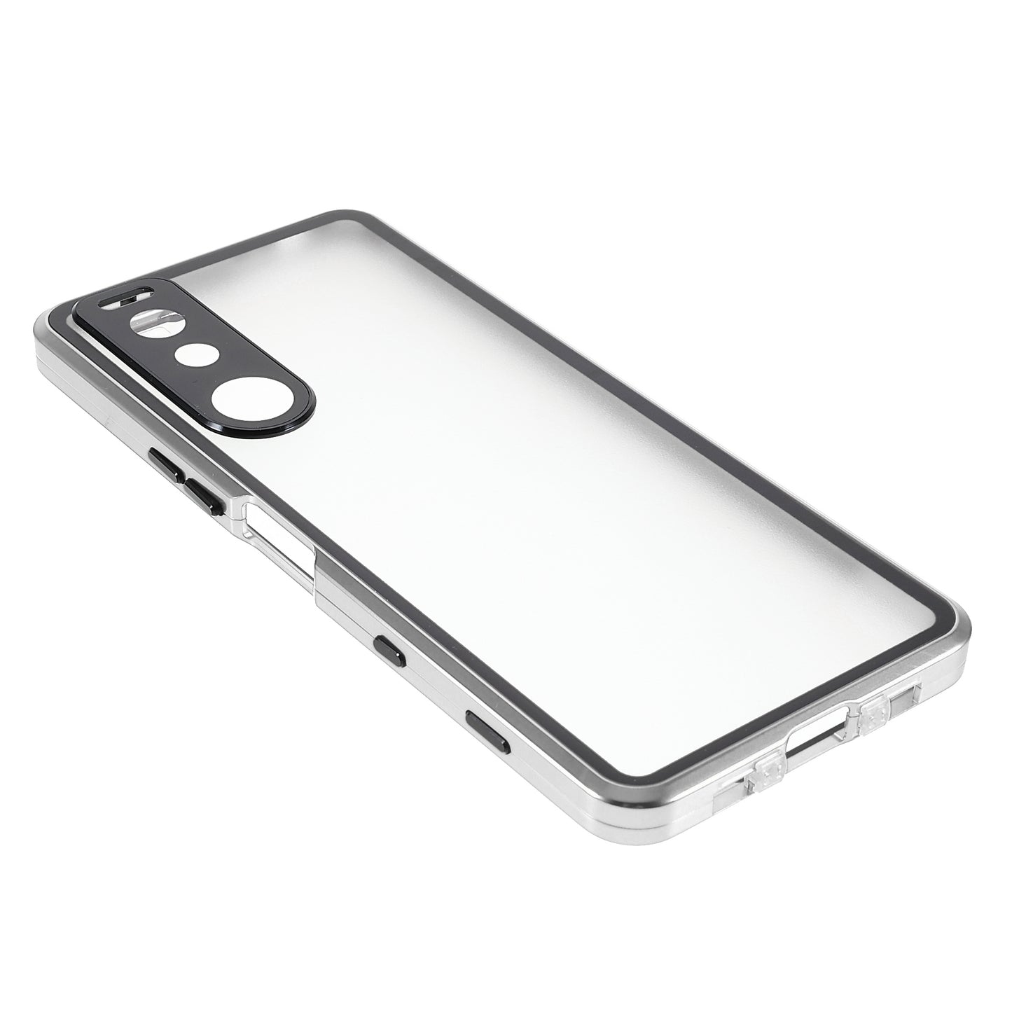 Metal Frame + Tempered Glass + PC Hybrid Cover Magnetic Closure Phone Case for Sony Xperia 5 III 5G