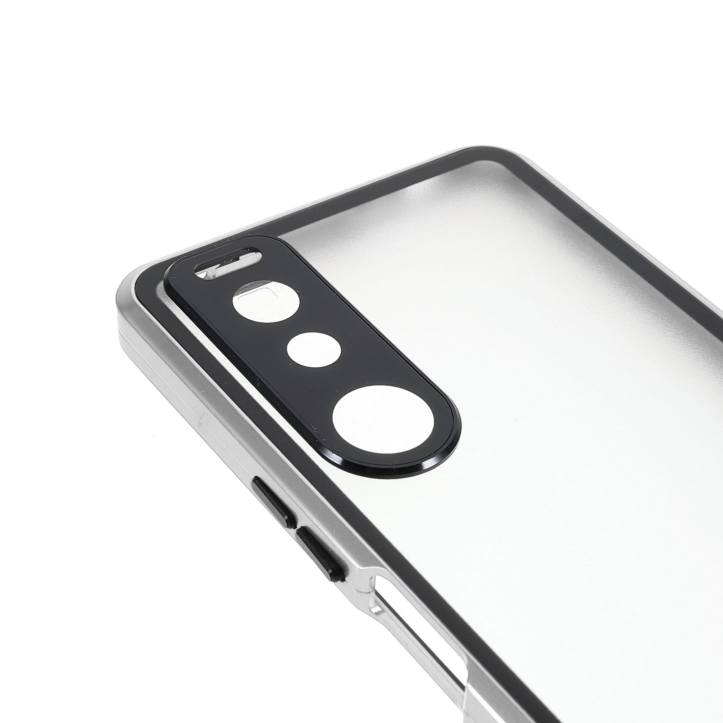 Metal Frame + Tempered Glass + PC Hybrid Cover Magnetic Closure Phone Case for Sony Xperia 5 III 5G