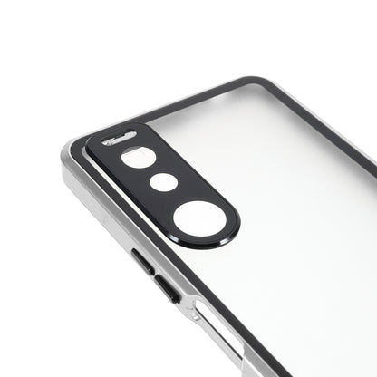 Metal Frame + Tempered Glass + PC Hybrid Cover Magnetic Closure Phone Case for Sony Xperia 5 III 5G