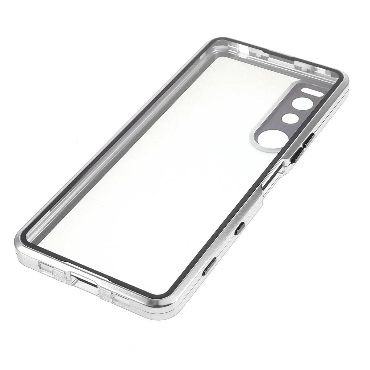 Metal Frame + Tempered Glass + PC Hybrid Cover Magnetic Closure Phone Case for Sony Xperia 5 III 5G