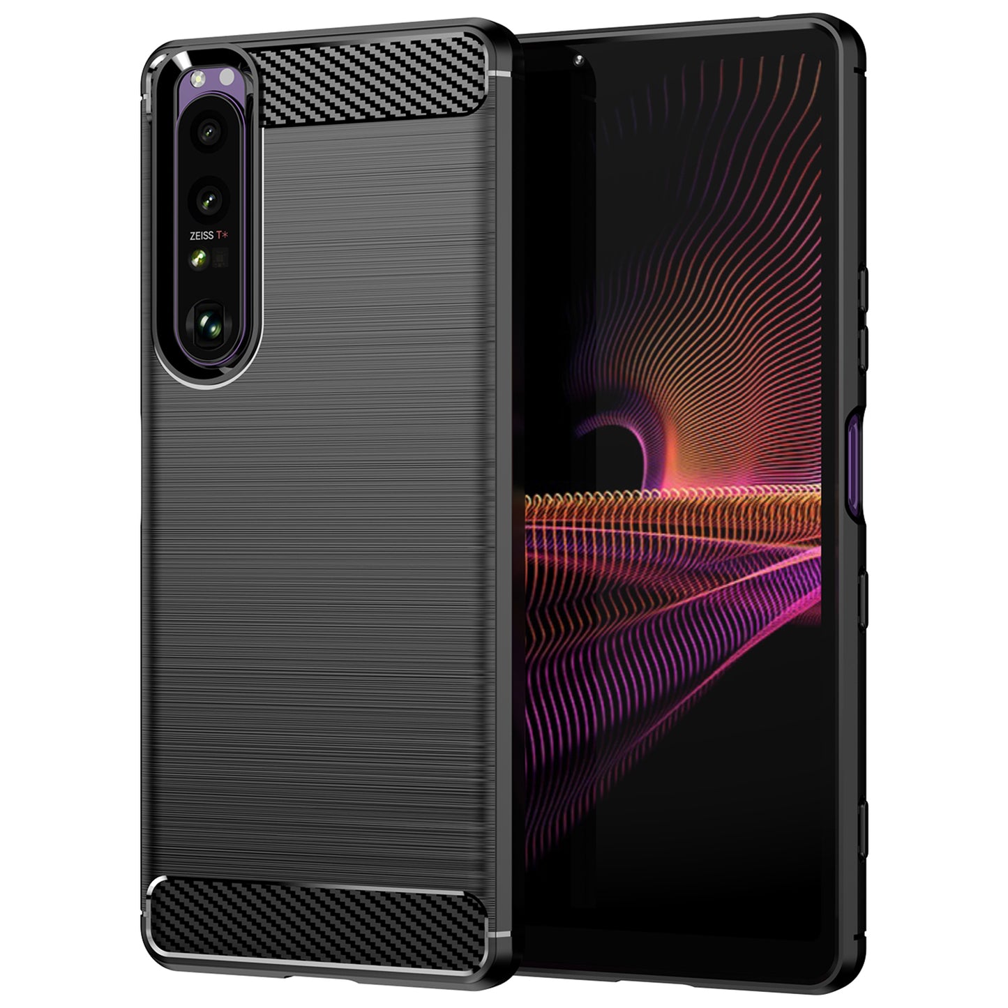 1.8mm TPU Case Carbon Fiber Texture Fine Workmanship Brushed Surface Bendable Phone Cover for Sony Xperia 1 III 5G