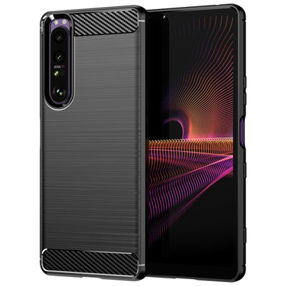 1.8mm TPU Case Carbon Fiber Texture Fine Workmanship Brushed Surface Bendable Phone Cover for Sony Xperia 1 III 5G