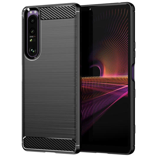 1.8mm TPU Case Carbon Fiber Texture Fine Workmanship Brushed Surface Bendable Phone Cover for Sony Xperia 1 III 5G