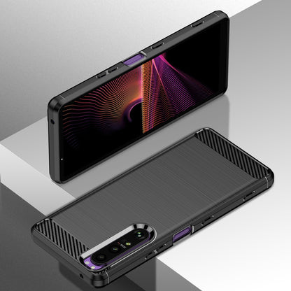 1.8mm TPU Case Carbon Fiber Texture Fine Workmanship Brushed Surface Bendable Phone Cover for Sony Xperia 1 III 5G