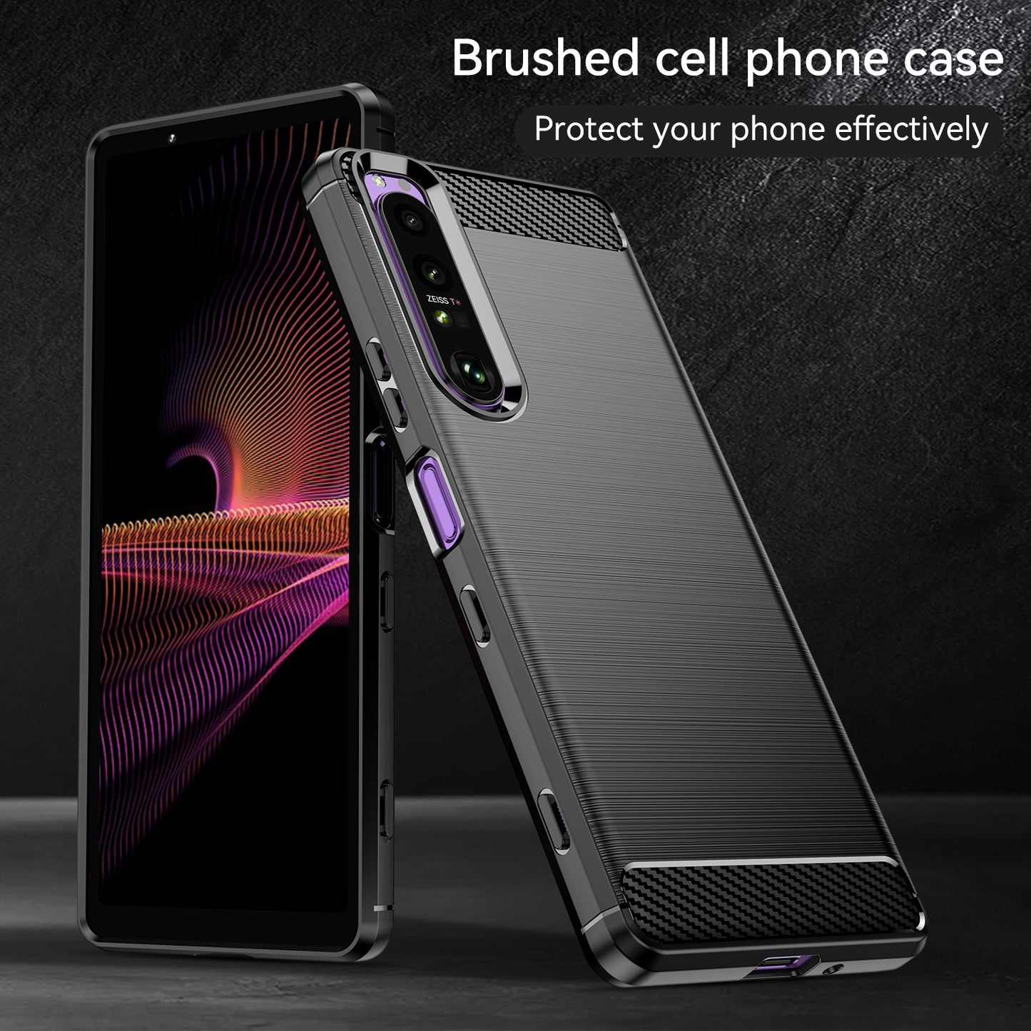 1.8mm TPU Case Carbon Fiber Texture Fine Workmanship Brushed Surface Bendable Phone Cover for Sony Xperia 1 III 5G