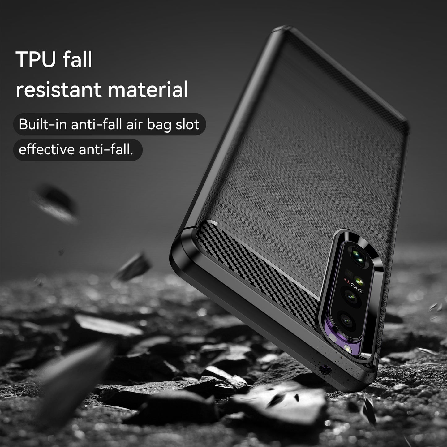 1.8mm TPU Case Carbon Fiber Texture Fine Workmanship Brushed Surface Bendable Phone Cover for Sony Xperia 1 III 5G