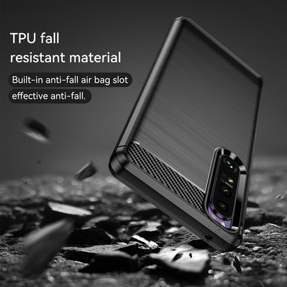 1.8mm TPU Case Carbon Fiber Texture Fine Workmanship Brushed Surface Bendable Phone Cover for Sony Xperia 1 III 5G