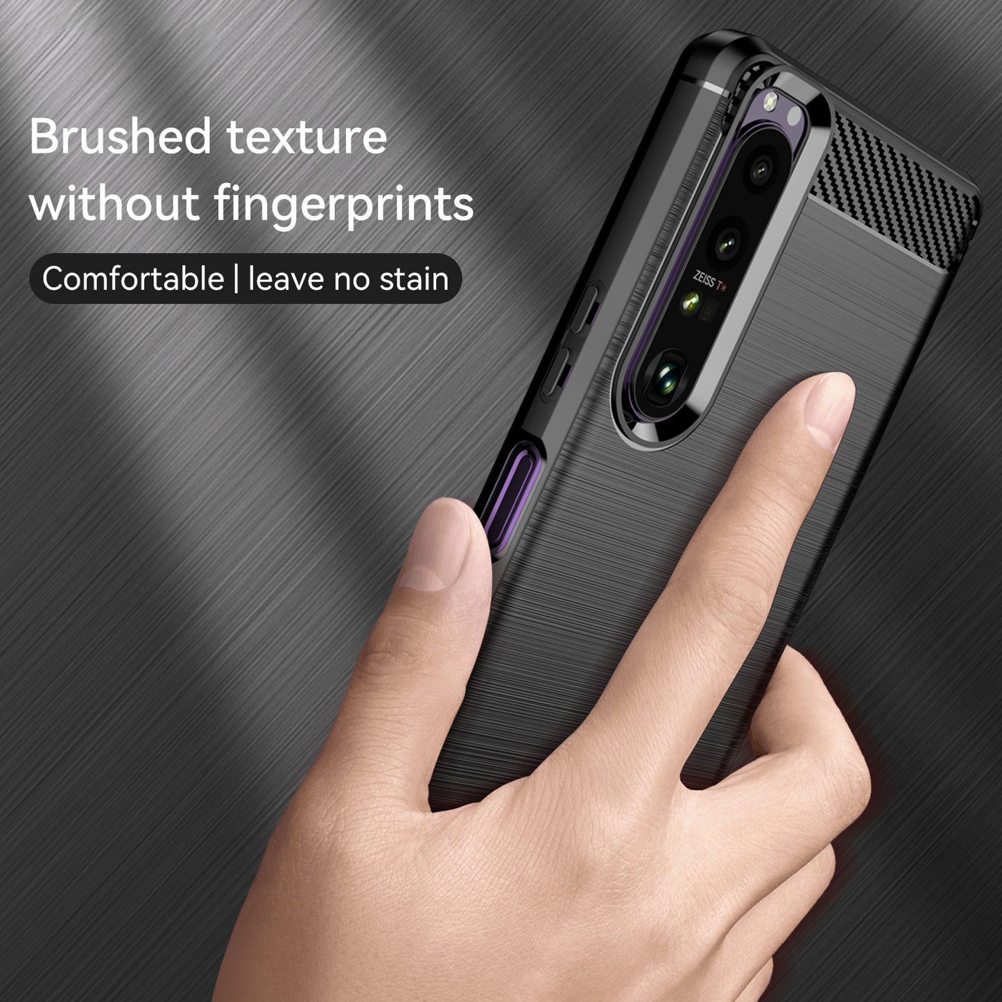 1.8mm TPU Case Carbon Fiber Texture Fine Workmanship Brushed Surface Bendable Phone Cover for Sony Xperia 1 III 5G